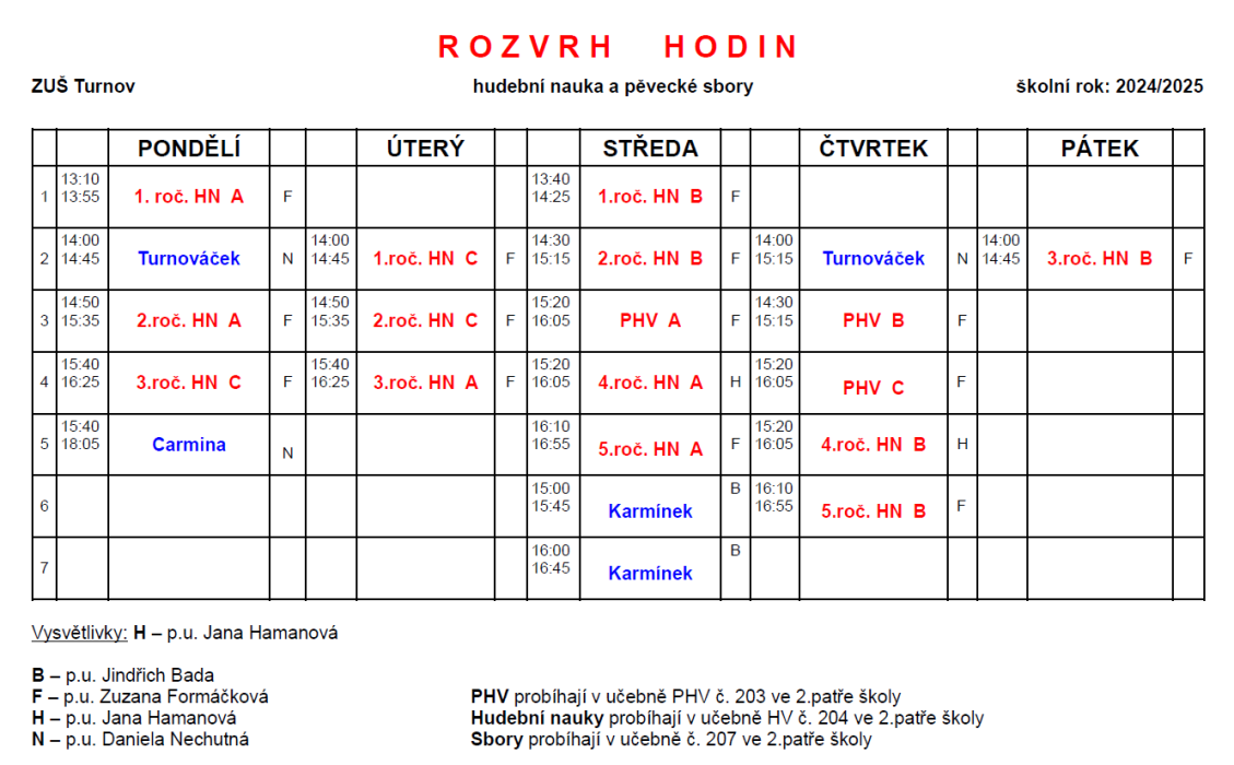 Rozvrhy hodin 2024/2025