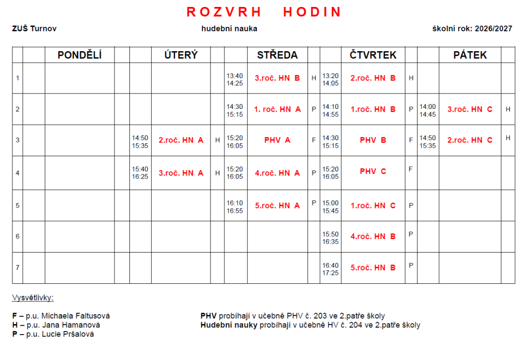 Rozvrhy hodin 2026/2027